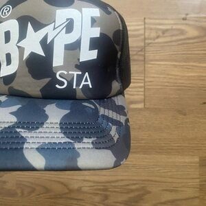 Bape Camouflage Trucker Hat - Black, Gray, Olive A Bathing Ape Green Camo OS